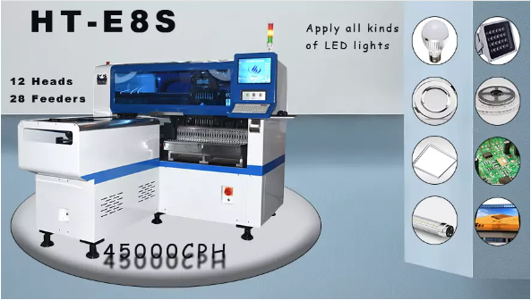 45000CPH SMT Pick And Place Machine 12 Nozzle Heads 28 Feeder Stations For LED Lights