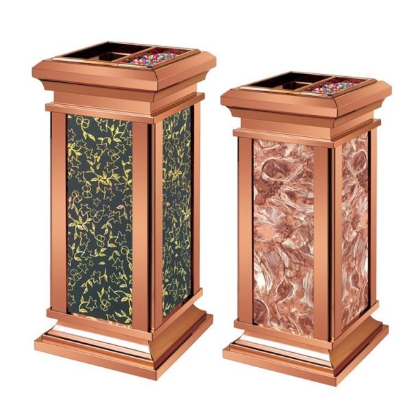Hotel Elevator Entrance Large Marble Stainless Steel Trash Can with Ashtray