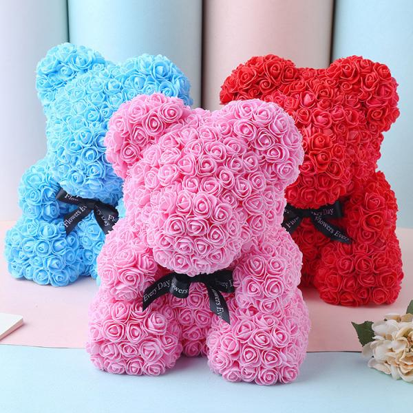 Lovely Gift 30 Colors Artificial Rose Foam Rose Bear On Sale For Christmas