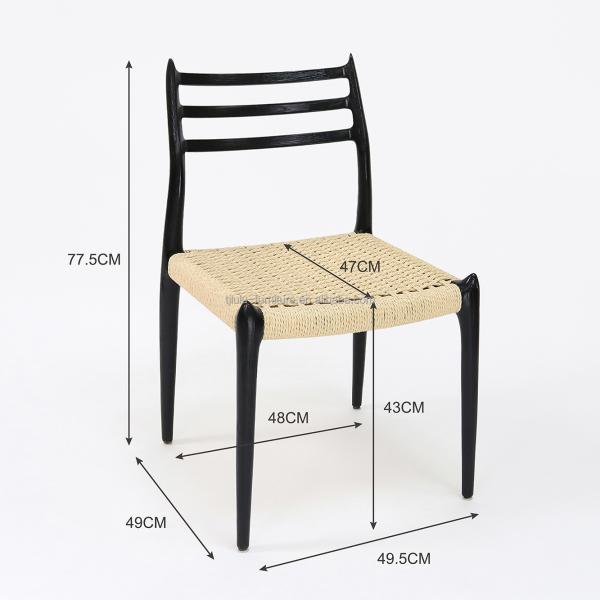 Hand-woven Cord Dining Chair for Restaurant Solid Wood and Ash/Rubber Wood Construction