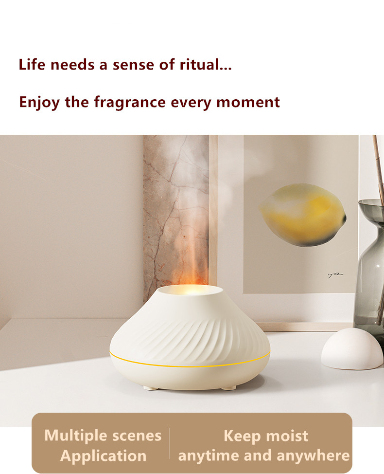 5V USB Essential Oil Ultrasonic Cool Mist Mini Humidifier 7 Color LED Light Portable Desktop Flame Aroma Diffuser