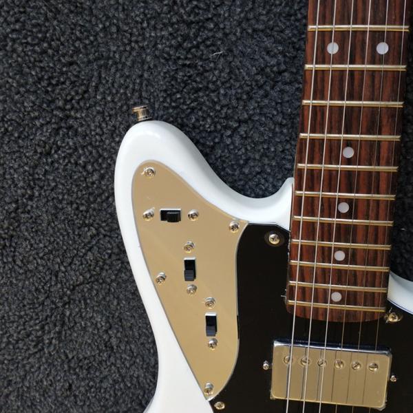 Custom Shop,Jaguar model with White Top,6 Strings Electric Guitar,Slivery hardware,Black Guardplate