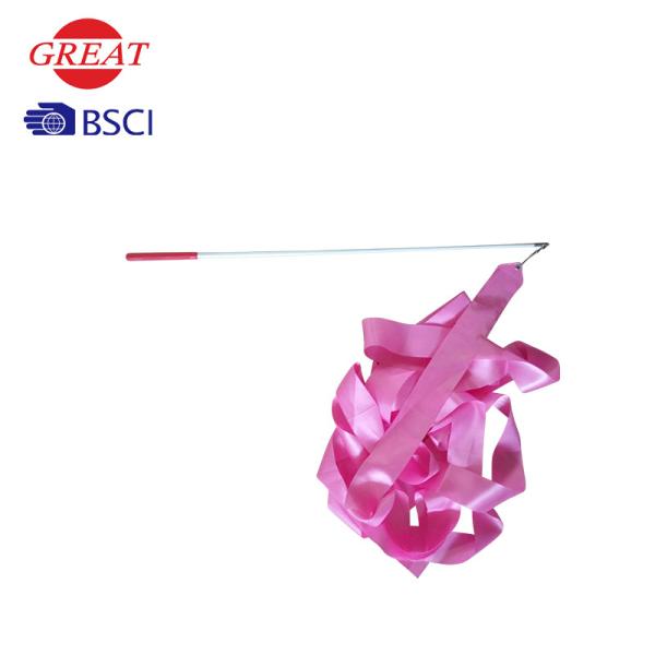 4m Rhythmic Gymnastics Ribbon With Sticker , Silk Rhythmic Gymnastics Ribbon