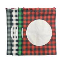 Sublimation Christmas Blanks Santa Sack Drawstring Buffalo Plaid Linen Sublimation Christmas Sacks Sale