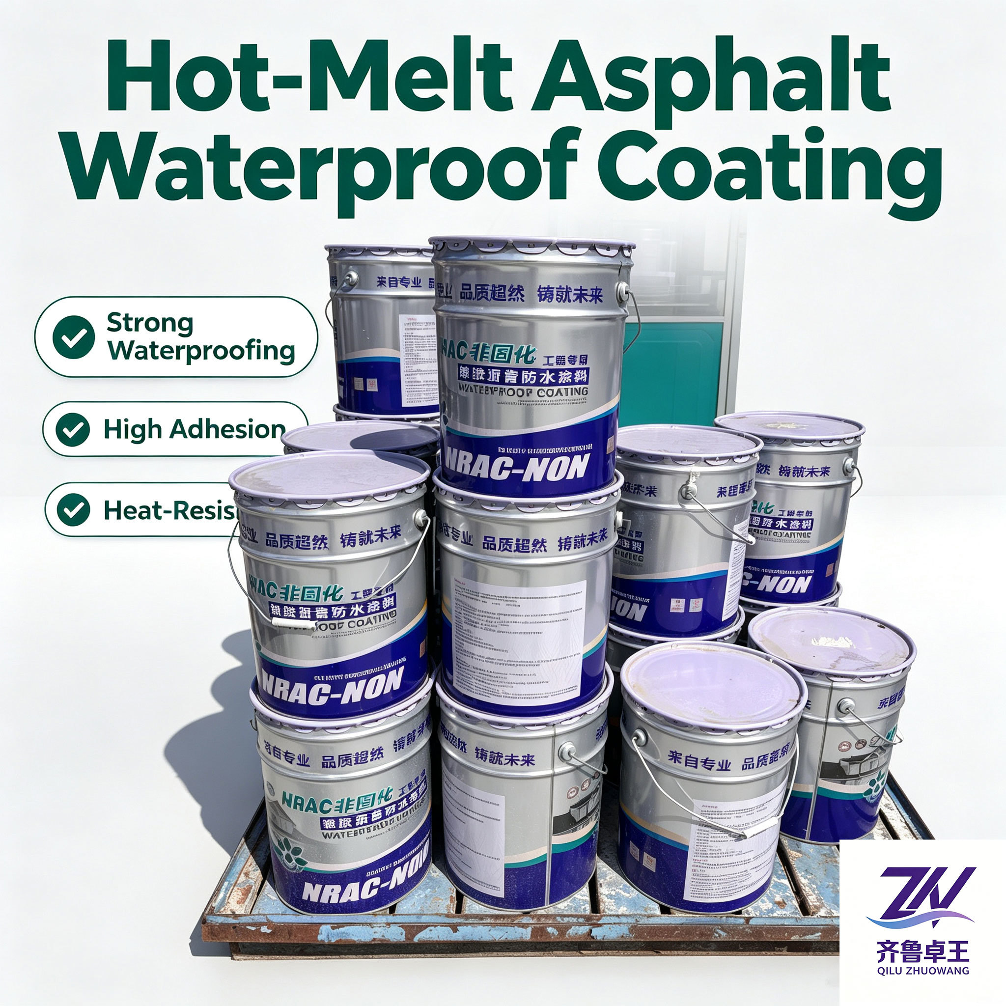 Hot Melt Modified Asphalt Waterproof Coating with High Adhesion, Crack Bridging & Seamless Integral Waterproof Layer