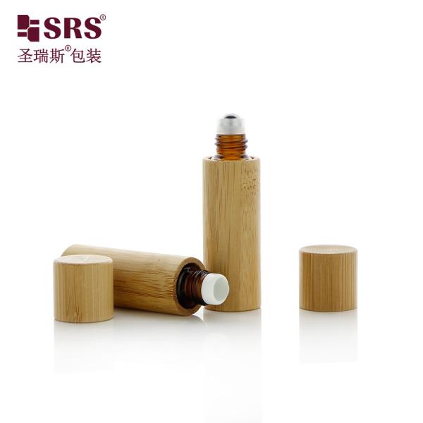 Cosmetic Glass Bamboo Roll On Bottle 5ml For Essential Oils Perfume