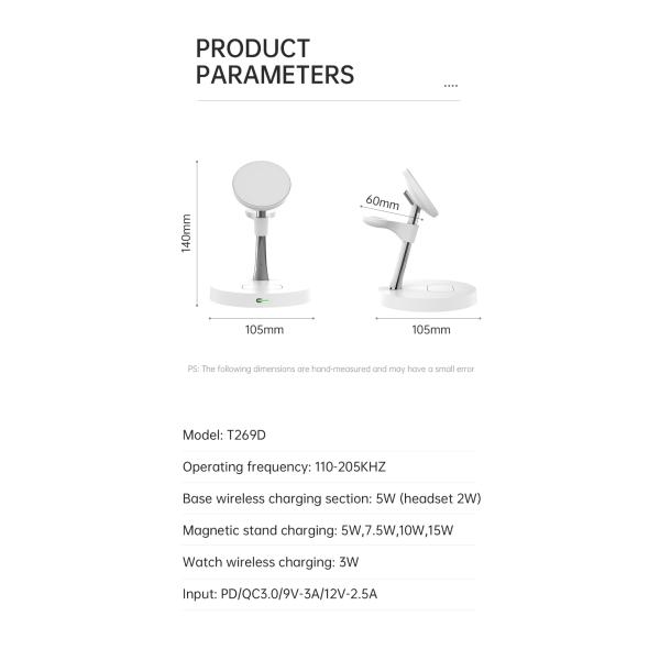 Чёрный белый цинковый сплав многофункциональный Apple Fast Magnetic 4 In1 беспроводная станция зарядки совместимая с Samsung Apple