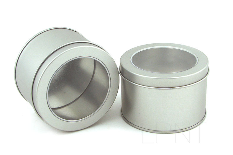 Silver Round Loose Custom Tea Tins Box , Food Grade Metal Tea Canisters Plastic Lid