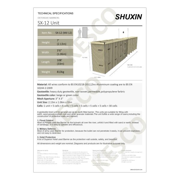 Hot Dipped Galvanized Gabion Hesco Heavy Duty Stackable