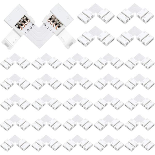 L-Shaped Corner Led Strip Connector Solderless 5050 Rgb Ip20 4 Pin