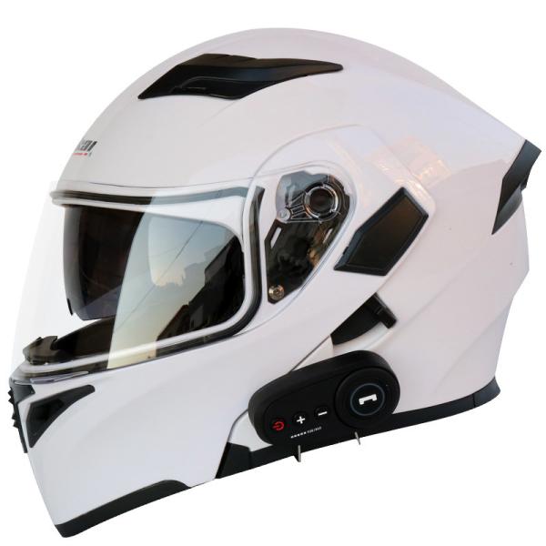 DOT Approval Double Lens M/L/XL/XXL Motorcycle Smart Flip Up Intercom Wireless Blue tooth Helmet black color