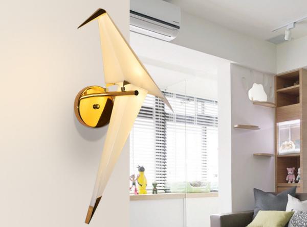 Golden Bird Shape 280*270*670mm PVC Iron Material Modern Indoor Wall Lights