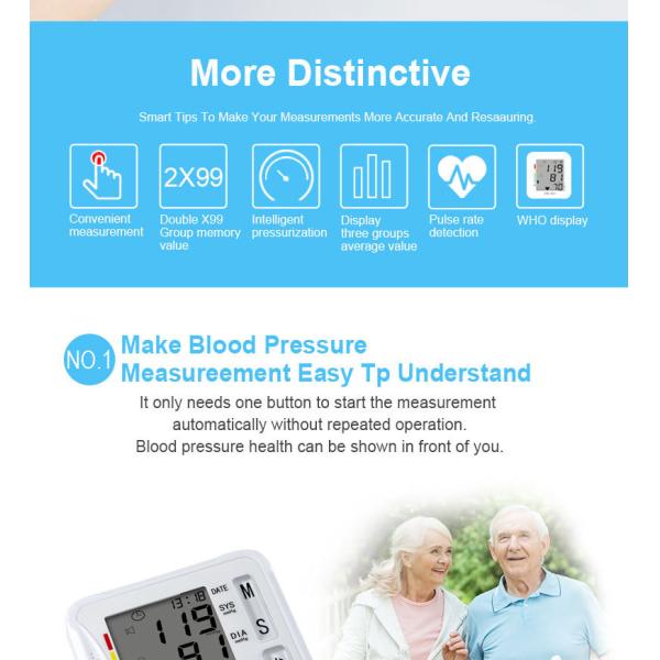 White Daily Checks Hospital LCD Digital Home Blood Pressure Device Rapid Measurement
