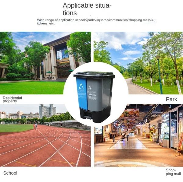 School Garbage Separation Bins 12 Liter Plastic Garbage Sorter Bin