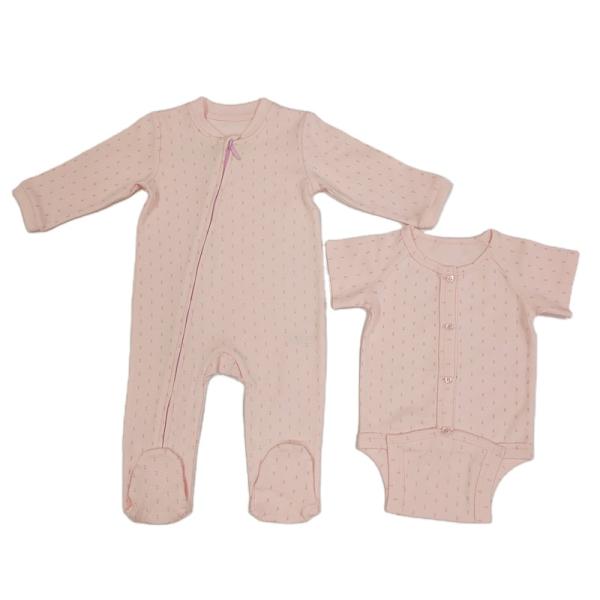 100% Cotton Unisex Baby Romper Clothing Sets with Long Sleeves and Hat Button Closure
