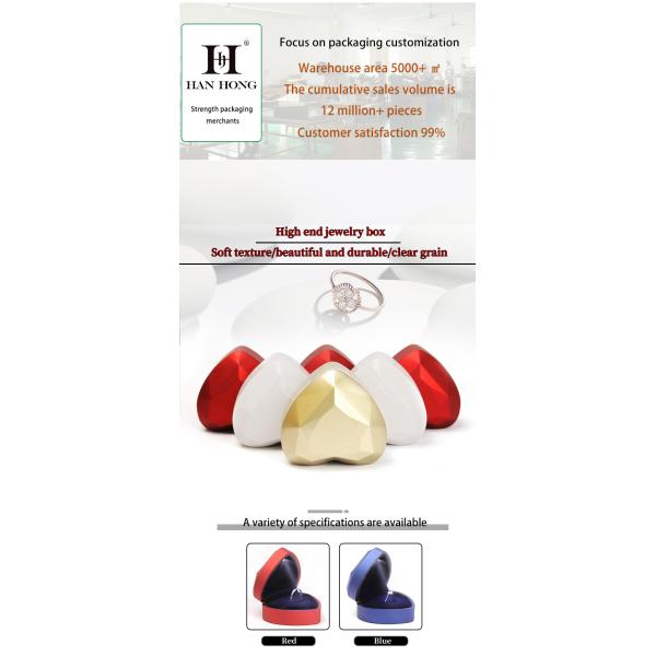 Vente en gros Fabrication de bijoux haut de gamme cadeau Boîte d'emballage Collier personnalisé Ensemble de bijoux d'anneau Emballage plastique en forme de cœur en LED blanc Boîte de bijoux avec logo