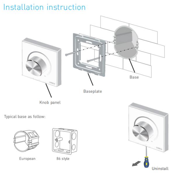 Wall Mount DALI Dimmer Switch , Dali Rotary Dimmer With DALI Bus Supply Power