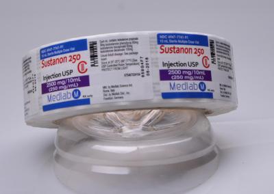 Customised adhesive plastic PP PE PET sticker label for vial packaging
