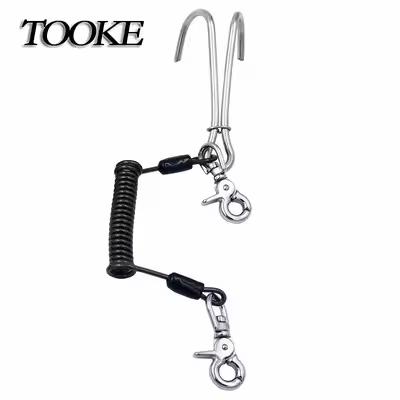 316 Stainless Steel Double Reef Hook Anti Corrosion With Spring Coil Lanyard