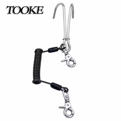 316 Stainless Steel Double Reef Hook Anti Corrosion With Spring Coil Lanyard