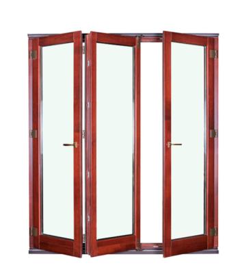Wood Grain Frame Aluminum Folding Windows Double Laminated Glazed  ISO14001