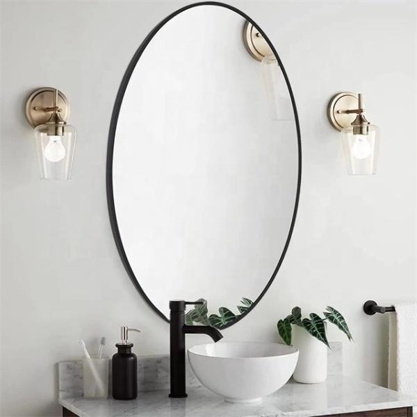 Living Room Modern Metal Frame Black Golden Rose Bathroom Mirror with Stand or Hook