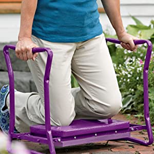 Garden Kneeler And Seat With Tool Pouch, Portable Folding Garden Stool, Heavy Duty Gardening Kneeling Bench