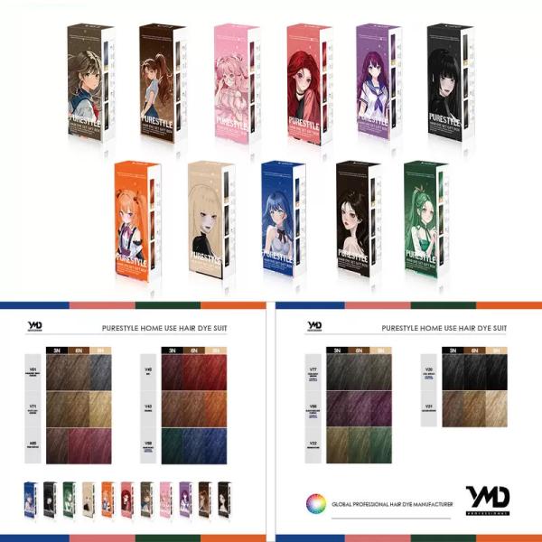 Purestyle Homeuse Hair Dye Set Raw Material Ammonia Free Herbal Formula Hair Color Cream OEM Available