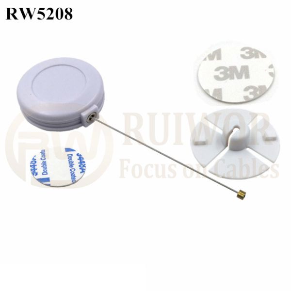 RW5208 Round Anti Theft Retractor Plus Dia 38mm Circular Sticky Flexible ABS Plate