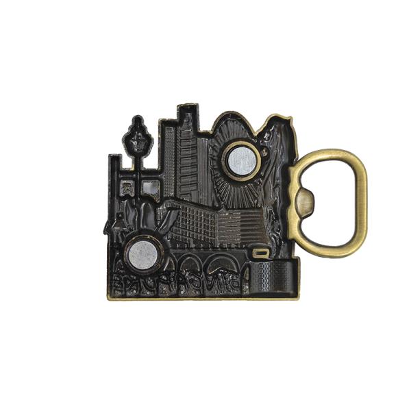 Décapsuleur avec inscription Singapour, doré antique, métal vintage moulé sous pression, rond 2,5 pouces