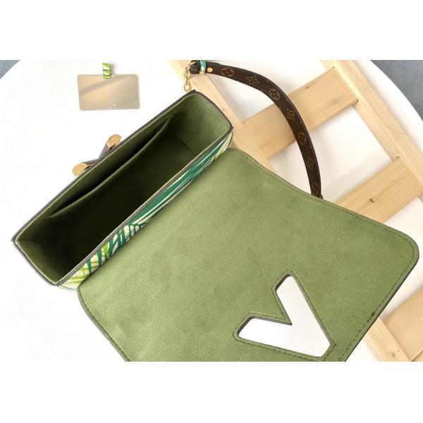 M5028Silk-Screen Luxury Chain Bag Genunie Leather And Carvas Luxury Chain Bag Rippel Bottom Cross-Body Bag
