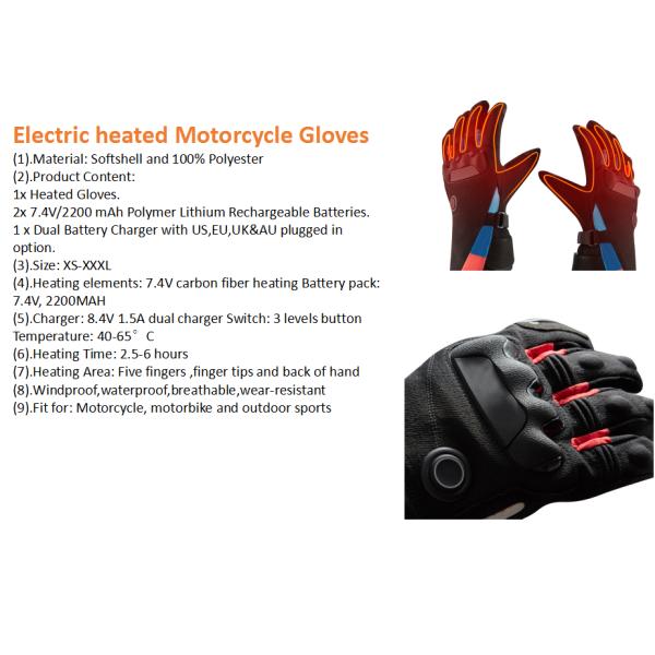 Перчатки с подогревом 100% полиэстера водоустойчивые для людей перезаряжаемые для катания на лыжах спорта на открытом воздухе