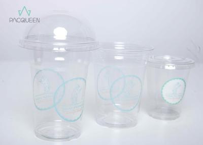 Clear Iced Coffee To Go Cup , Iced Coffee Cups With Lids Flat / Dome