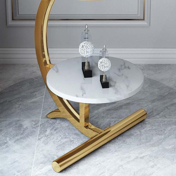 Modern Outdoor L Shaped Dining Table with Extendable Marble Top and Metal Construction