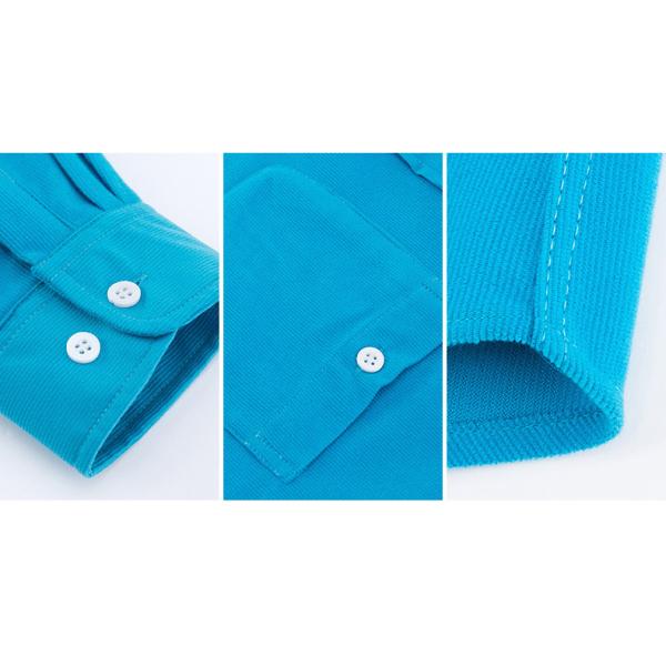 NO Needle Detection Woven Shirts for Men M-5XL Long Sleeve Plain Dyed Polos Corduroy
