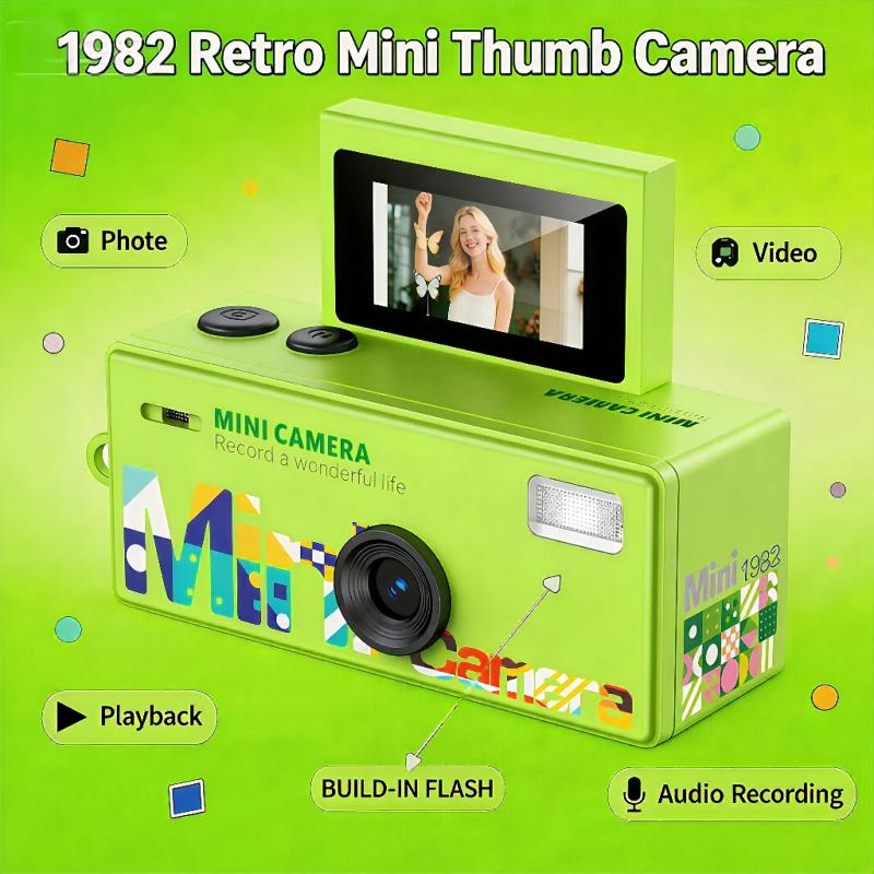 DLC LK030 Retro Mini Thumb Digital Camera 1080P Pocket Recorder Keychain USBC Rechargeable Video Photo Capture Portable Gadget