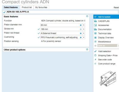 ORIGINAL festo   Standards-based cylinders ， Compact cylinders to ISO 21287 > Compact cylinderADN-50-165-A-PPS-A,536309