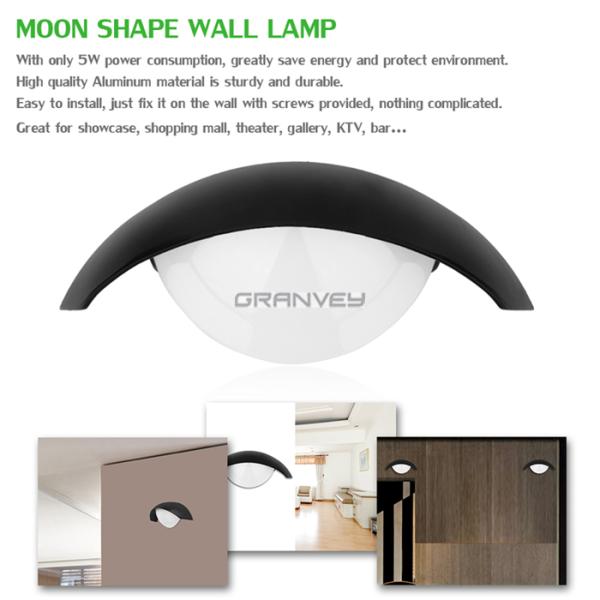 Moon Shape 8W Waterproof LED Wall Lamp Shine Down Outdoor Building Decoraction