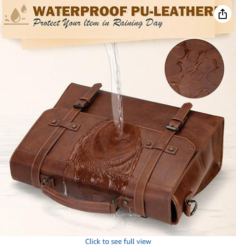 RAINSMORE Mens Messenger Bag 17 Inch Waterproof Vintage Leather Laptop Briefcase Large Laptop Bag Satchel Bag Computer Shoulder Bag for Office Business Travel College