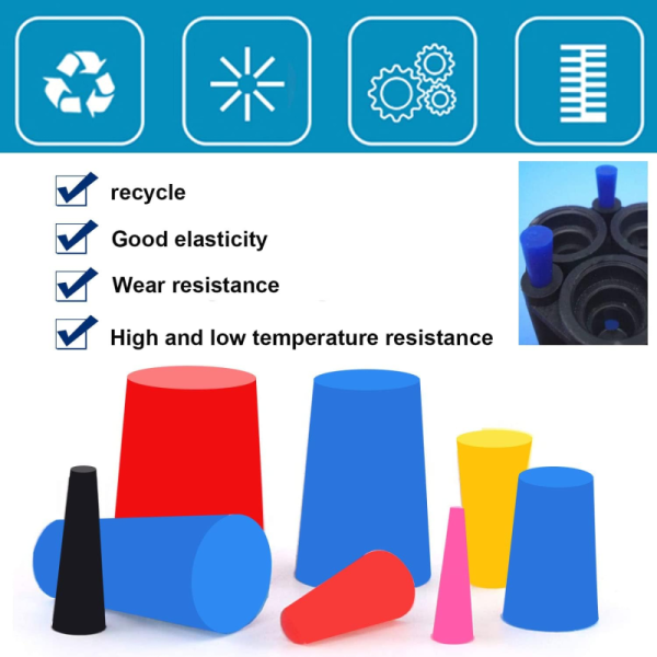 Rubber Products for Moulding Processing Service Diverse 105 Sizes Silicone Plug and Colorful Cone Plug Set