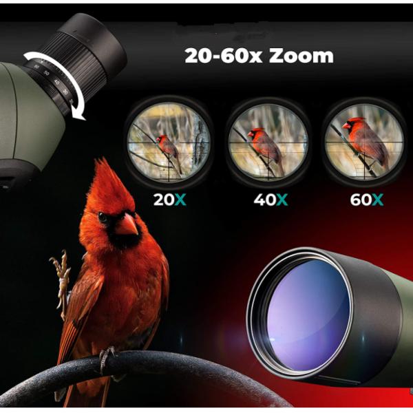 Tripod BAK4 20-60x80 Spotting Scope With Carrying Bag And Smartphone Adapter