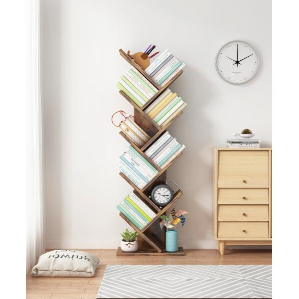 Wood Panel Tree Shape Book Rack Shelf Living Room Funiture