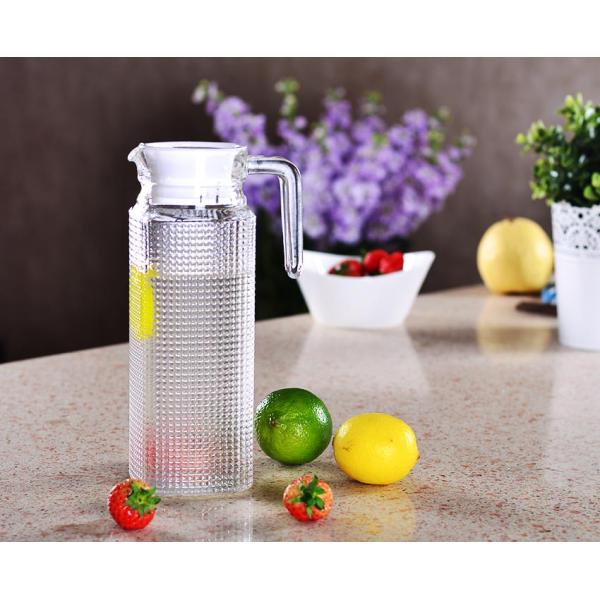 1L Beautifully Etched Glass Pitcher Lead Free Soda Lime Glass Material