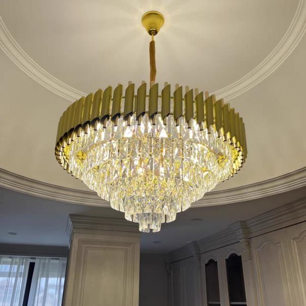 Luxury Round LED Chandelier Lights 3000K Living Room Crystal Chandelier Lighting