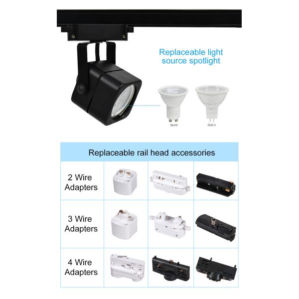 Home Clothing Store Commercial Gu10 Track Spot Light , 6W Square Track Light