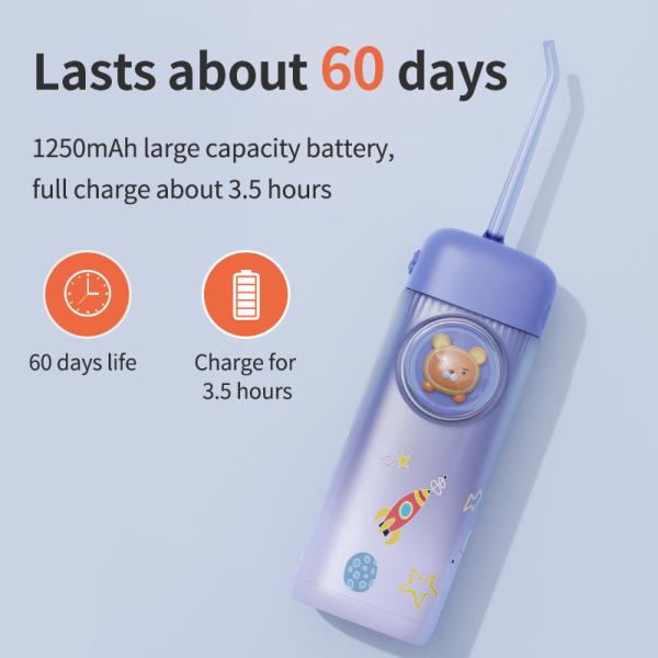 2 Modes Purple Oral Irrigator Water Flosser IPX7 Water Resistant