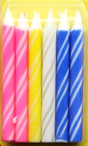 4 Colors Spiral Shaped Striped Birthday Candles , Cute Birthday Cake Candles