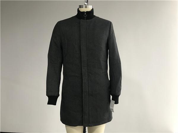 Menswear Charcoal Metlon Coat With Funnel Rib Collar XS-XXXL Size TW79364