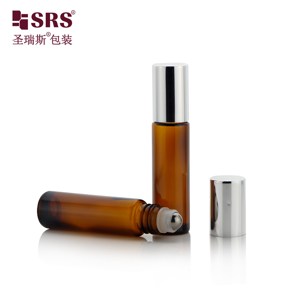 10ml Glass Roller Bottle Amber/ Clear Glass Roll On Bottle Designed with Leak Proof Steel Roller Ball for Essential Oil and Fragrance