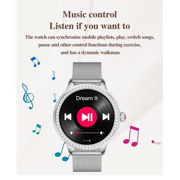 Eraysun China TK26 Lady Smart Watch With Round 1.26inch Fashion Cheap Waterproof 2025 IP67 Waterproof Female XOFIT Smartwatch